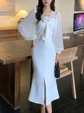 BXOXO party look inspos French Vintage Princess White Dresses for Women Long Sleeve Floral V-neck High Waist Autumn Korean Fashion One Piece Vestidos